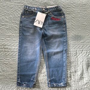 Zara Blue Jeans Relaxed Fit Cropped